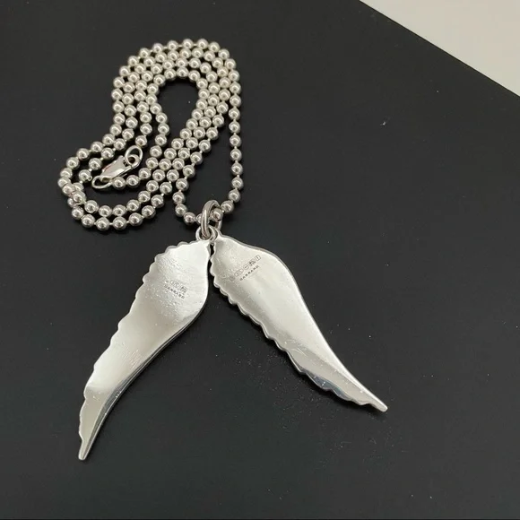 ✨𝙷𝚘𝚜𝚝 𝙿𝚒𝚌𝚔✨ GARRARD Silver Wing Double Pendants Necklace - Picture 4 of 12